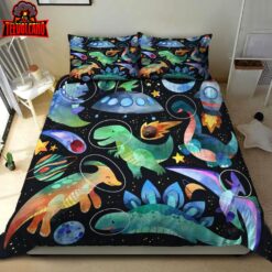 3D Dinosaur Astronaut In The Space Bed Sheets Duvet Cover Bedding Sets