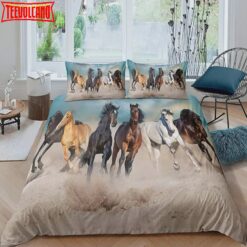 3D Horse Cover Set for Kids Running Horses Duvet Cover Bedding Sets