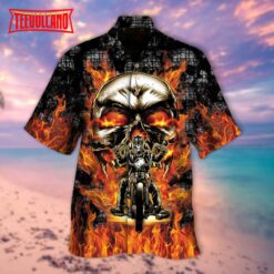 3D Skull Summer Hawaiian Shirt Ghost Rider Skull Fire Pattern
