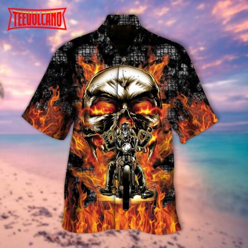 3D Skull Summer Hawaiian Shirt Ghost Rider Skull Fire Pattern