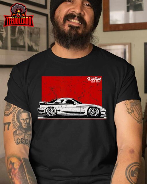 90s JDM Brand Twin Turbo Rotary Car Graphic T-Shirt