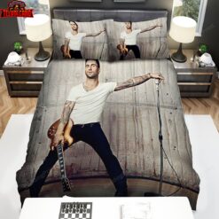 Adam Levine Holding Microphone And Guitar Duvet Cover Bedding Sets