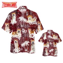 Akita Hawaiian Shirt, Dog Red Tribal Pattern Hawaii Aloha Beach Shirt