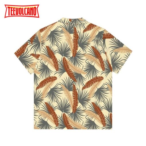 Aloha Shirt With Brown and Grey Leaf Men’s Hawaiian Shirt Summer