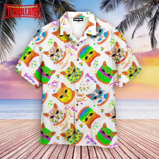 Amazing Hippie Cat LGBTQ Be Yourself Hawaiian Shirt