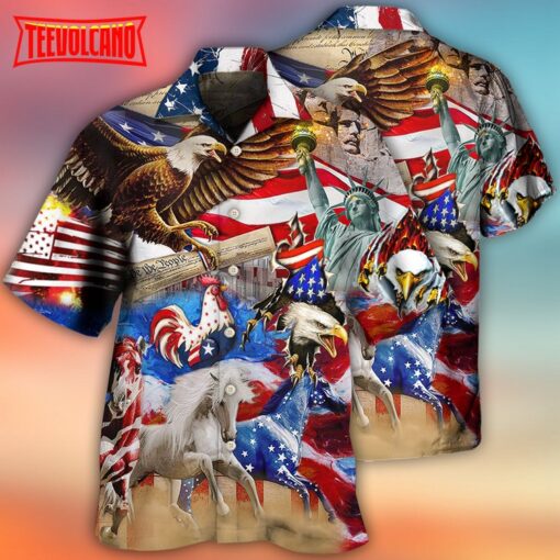 America Independence Day Animal Happy Hawaiian Shirt