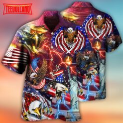 America Independence Day Eagle Lighting Hawaiian Shirt