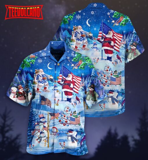America Merry Xmas Santa Claus America Hawaiian Shirt