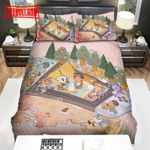 Animal Crossing Campfire In The Forest Duvet Cover Bedding Sets