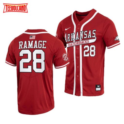 Arkansas Razorbacks Kole Ramage College Baseball Jersey Red