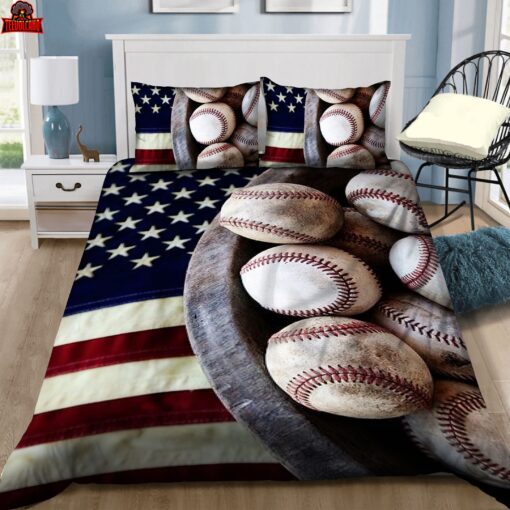 Baseball American Flag Duvet Cover Bedding Sets