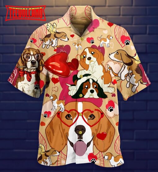 Beagle Dog And Valentine Love You Hawaiian Shirt