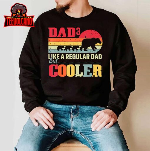 Bear Dad Of 3 Kids Like A Regular Dad But Cooler Fathers Day Unisex T-Shirt