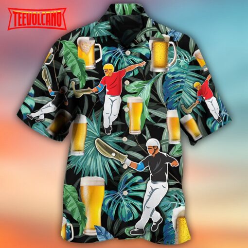 Beer And Jai Alai Tropical Pattern Hawaiian Shirt