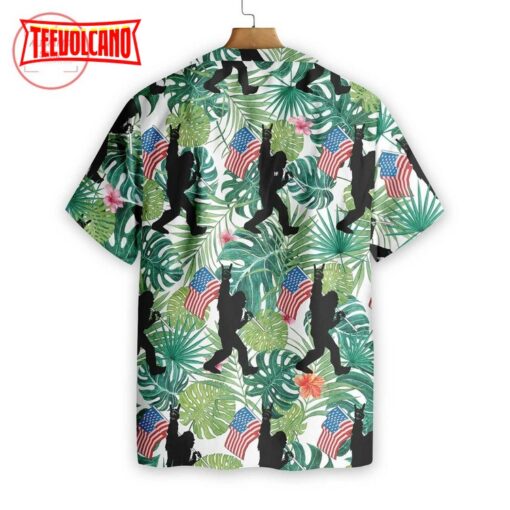Bigfoot Tropical Hold USA Flag Hawaiian Shirt