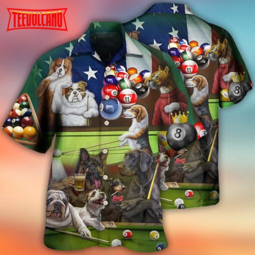 Billiard Independence Day Funny Dogs Hawaiian Shirt