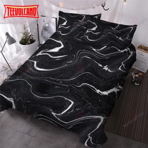 Black And White Marble Swirl Bedding Sets