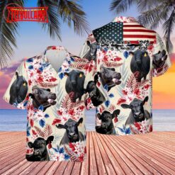 Black Angus American Flag Hawaiian Shirt