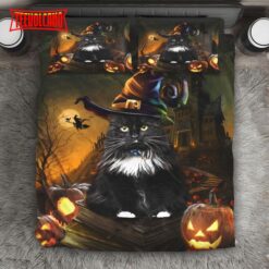 Black Cat Halloween Night Bed Sheets Duvet Cover Bedding Sets