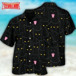 Black Cat Lovely Looking At You Hawaiian Shirt