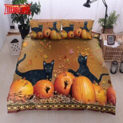 Black Cats And Pumpkin Bed Sheets Duvet Cover Bedding Sets