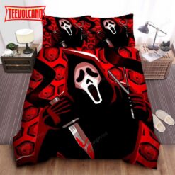 Black Ghostface On Red Theme Digital Painting Bedding Sets