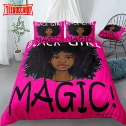 Black Girl African Pink Background Duvet Cover Bedding Sets