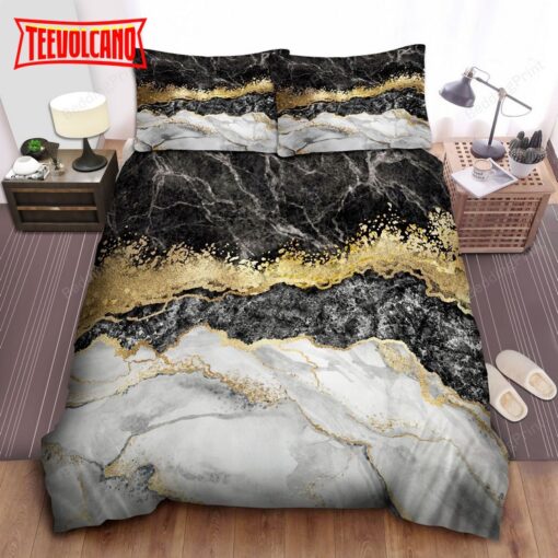 Black Gold And White Marble Bedding Sets