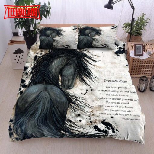 Black Horse My Heart Pounds With Rhythm With Your Hoof Beats Bedding Sets