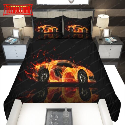 Black Lamborghini On Fire Bedding Sets