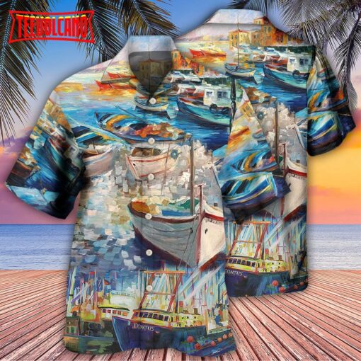 Boat Art Style Hawaiian Shirt