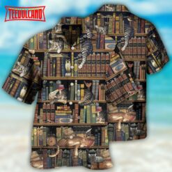 Book And Cat Vintage Hawaiian Shirt