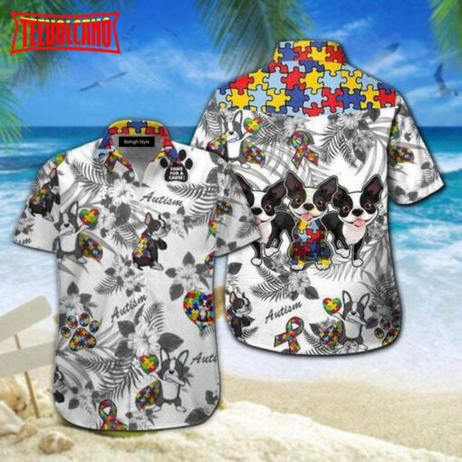 Boston Terrier Autism Hawaiian Shirt