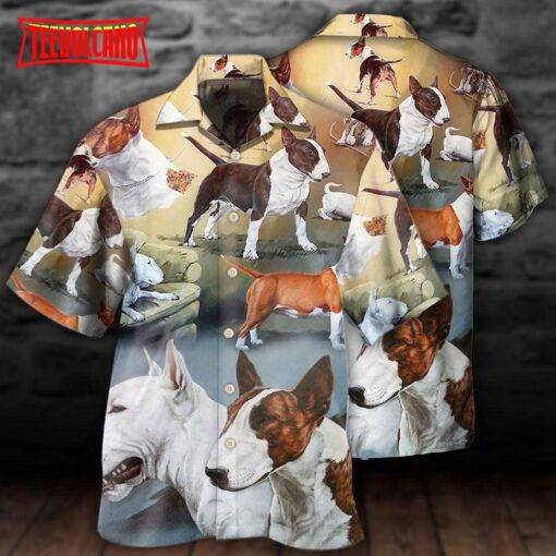 Bull Terrier Dog Lover Art Style Hawaiian Shirt
