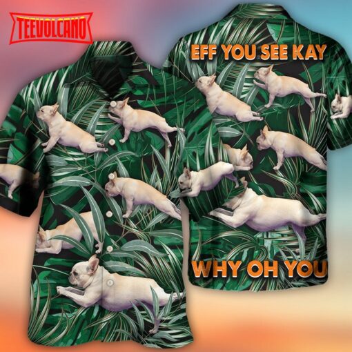 Bulldog Yoga Pose Tropical Hawaiian Shirt