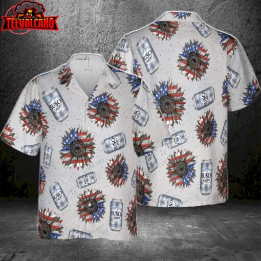 Busch Light Sunflowered 4th Of July Hawaiian Shirt