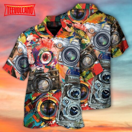 Camera Vintage Colorful Retro Hawaiian Shirt
