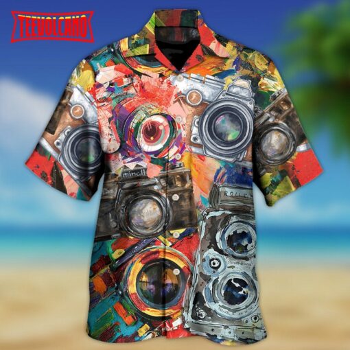 Camera Vintage Colorful Retro Hawaiian Shirt