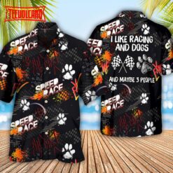 Car Racing I Like Racing And Dogs Hawaiian Shirt