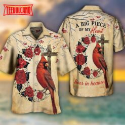 Cardinal A Big Piece Of My Heart Lives In Heaven Hawaiian Shirt