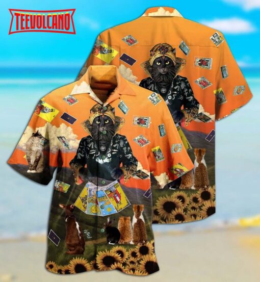 Cat And Tarot Style Hawaiian Shirt