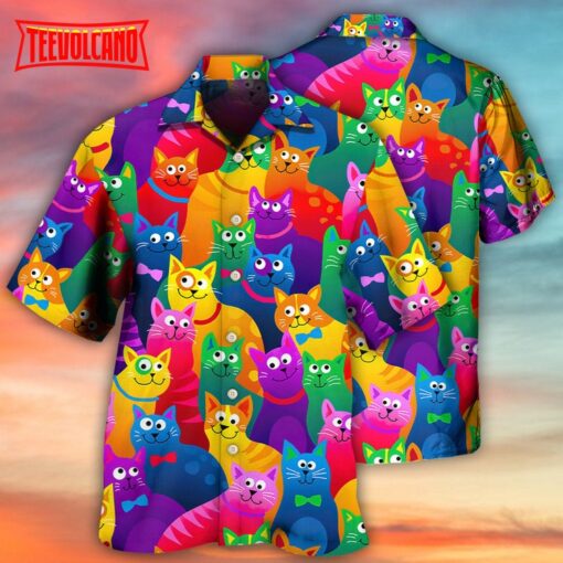 Cat Funny Colorful Style Hawaiian Shirt