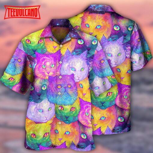 Cat Galaxy Colorful Cool Style Hawaiian Shirt