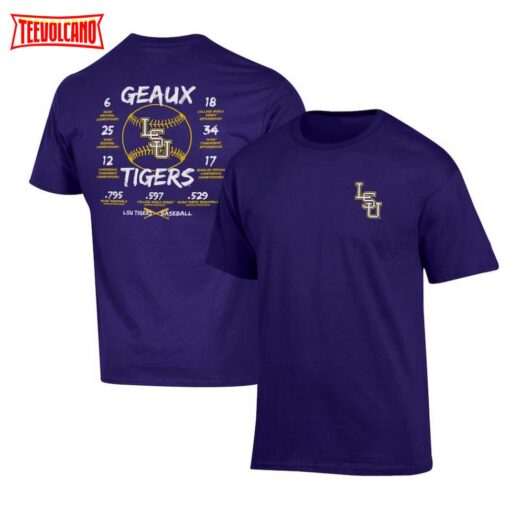 Champion Purple LSU Tigers Baseball Accomplishments T-Shirt