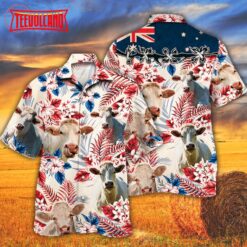 Charolais Cattle Australian Flag Hawaiian Shirt