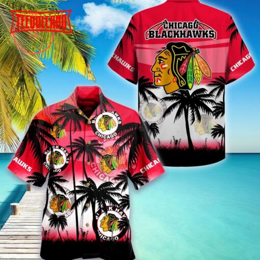 Chicago Blackhawks NHL Palm Hawaiian Shirt