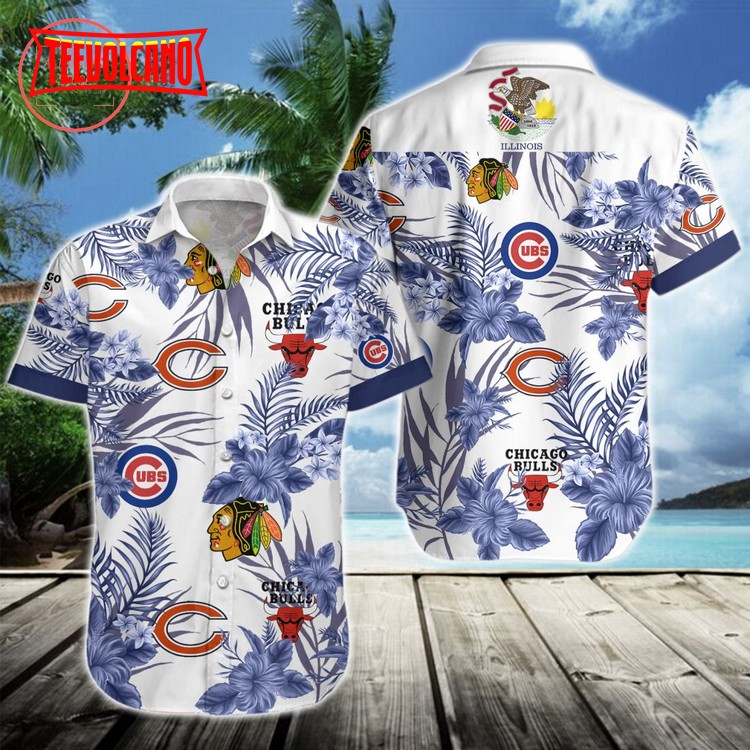 Chicago Cubs Bulls Blackhawks Bears Hawaiian Shirt