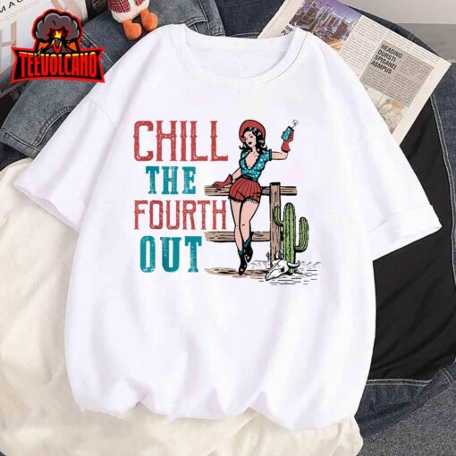 Chill The Fourth Out Retro Western Cowgirl Happy 4th of July Tank Top