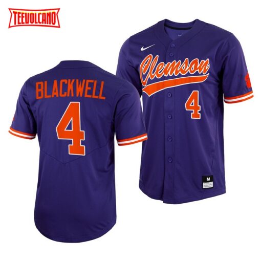 Clemson Tigers Benjamin Blackwell College Baseball Jersey Purple