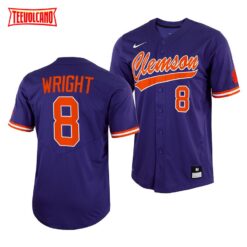 Clemson Tigers Blake Wright College Baseball Jersey Purple